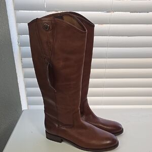 Frye Melissa Button Tall Brown Leather Knee-High Boots